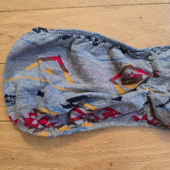 Obey | boho gray Aztec print festival bandeau top | WMS L - Picture 2 of 7